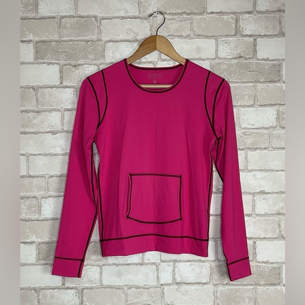 Athleta Fuchsia Long Sleeve Rash Guard Top Size S